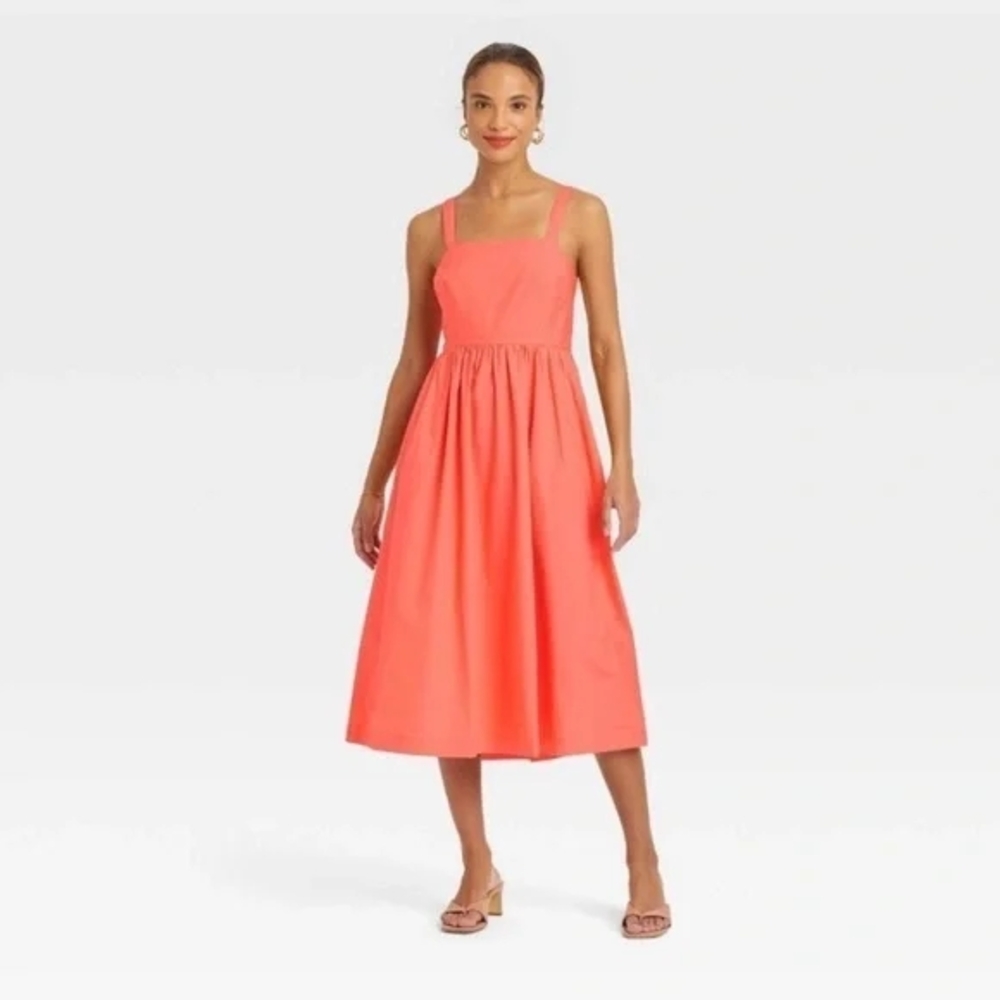 a new day Vibrant Orange Midi Dress